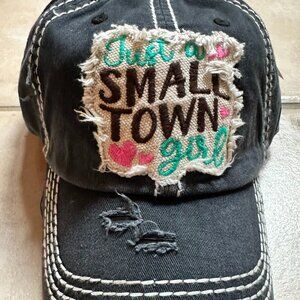 NWT KBETHOS Black Just a Small Town Girl Adjustable Velcro Baseball Cap